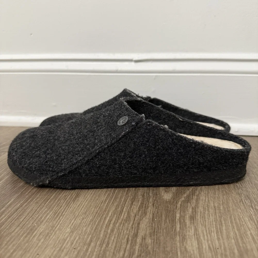 Birkenstock Zermatt Shearling Lined Clogs Felt Slippers Unisex 42 Dark Grey